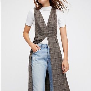 Free People. Brown plaid sleeveless vest jacket. 4